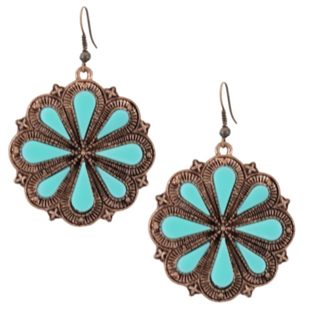3/$20 Western Copper Flower Earrings